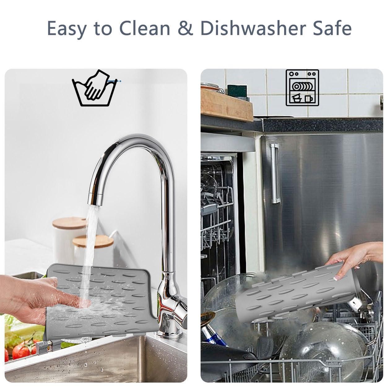 Large Size Silicone Dish Drying Mat with Built-in Drain Lip